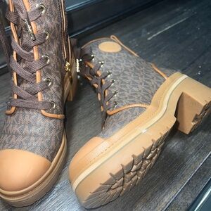 MICHAEL Michael Kors Brown Patterned Combat Boots
